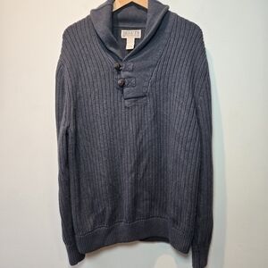 Duluth Trading Co Sweater Brigadier Shawl Collar Men's Charcoal Turtleneck